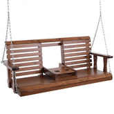 Wooden Porch Swing 5 ft, Patio bench swing for Courtyard & Garden, Upgraded 880 lbs Strong Load Capacity, Heavy Duty Swing Chair Bench with Hanging Chains for Outdoors, Brown